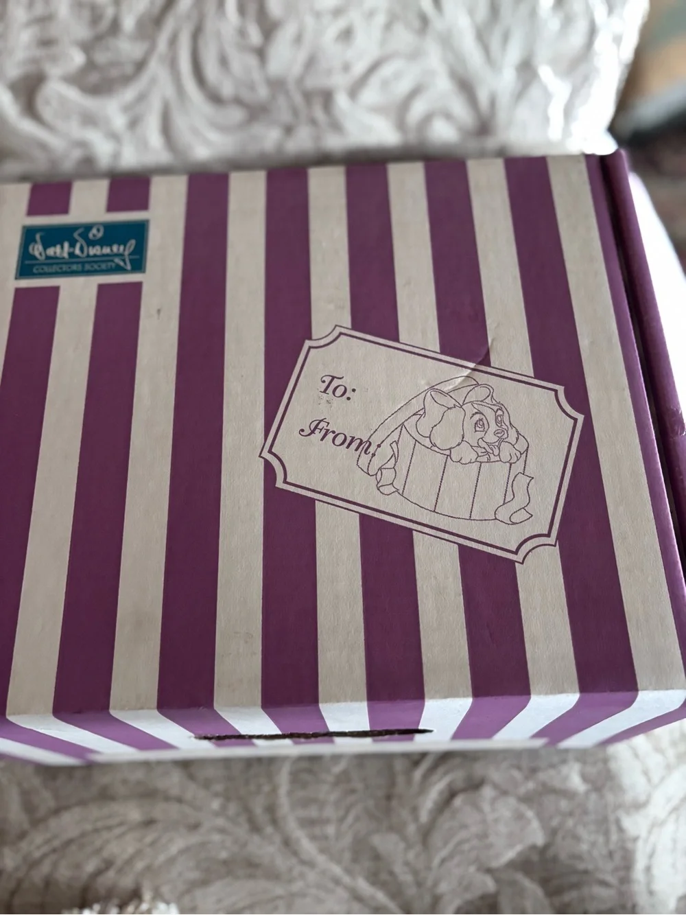 Disney Lady and the Tramp Purple and White Collectible Trinket Box